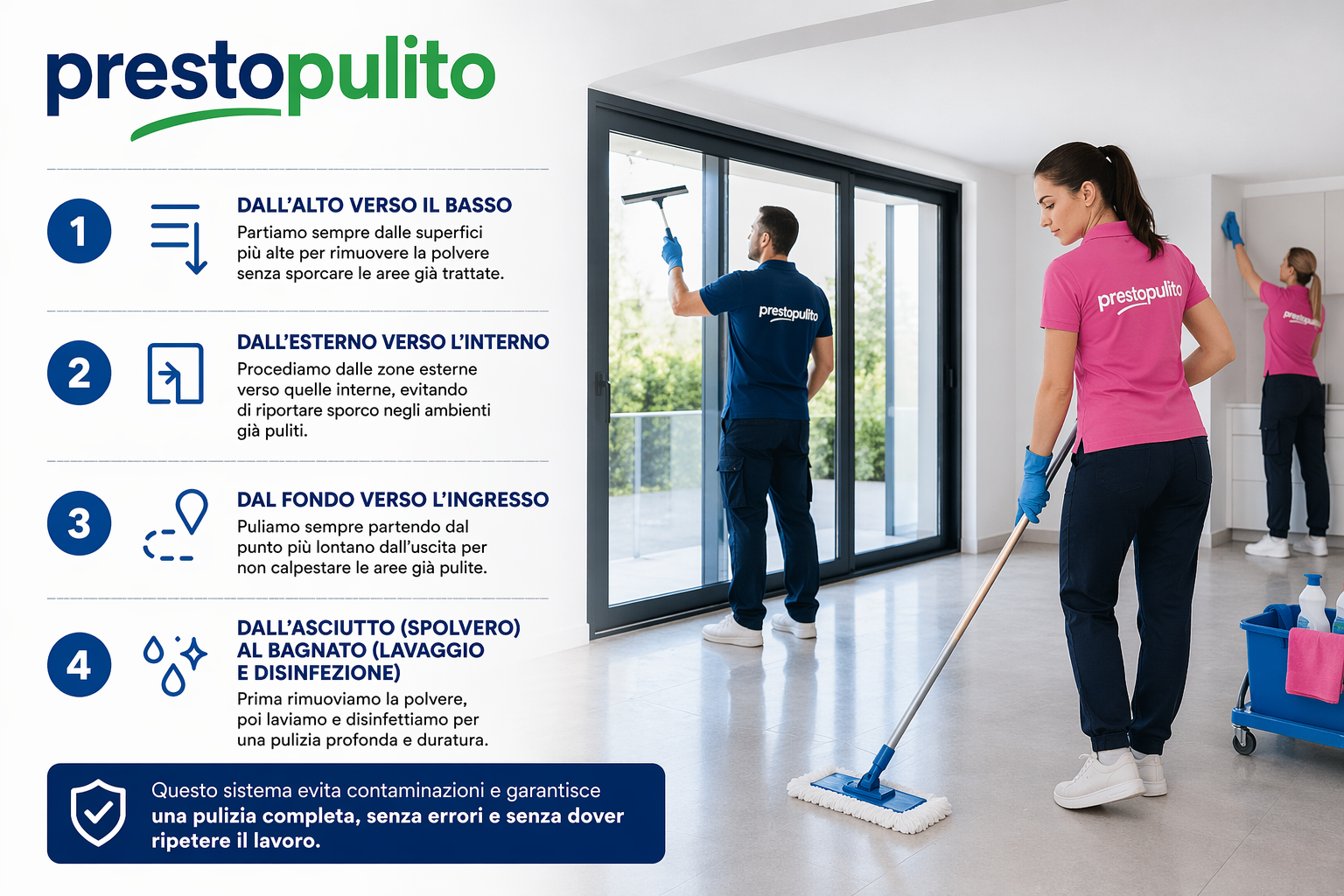 Professionisti alla pulizia in azione